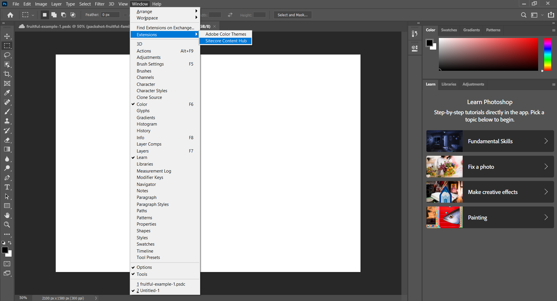photoshop sitecore conten hub extension: photoshop_window_menu_extensions_sitecore.png