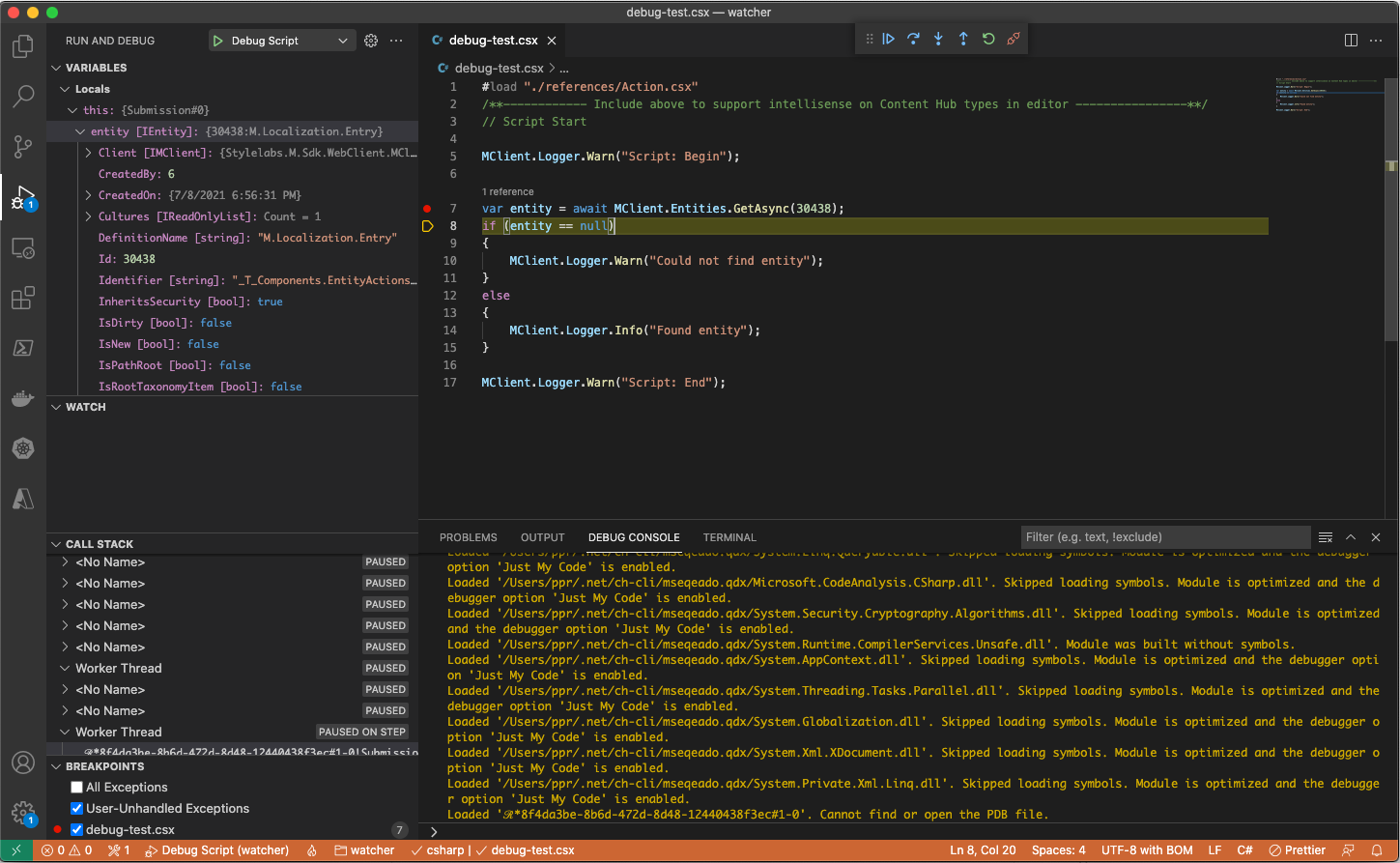 Debug a script using Visual Studio Code