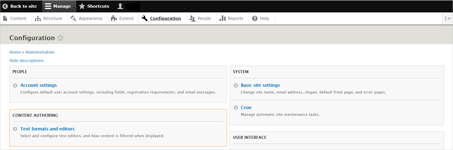 configuration of drupal