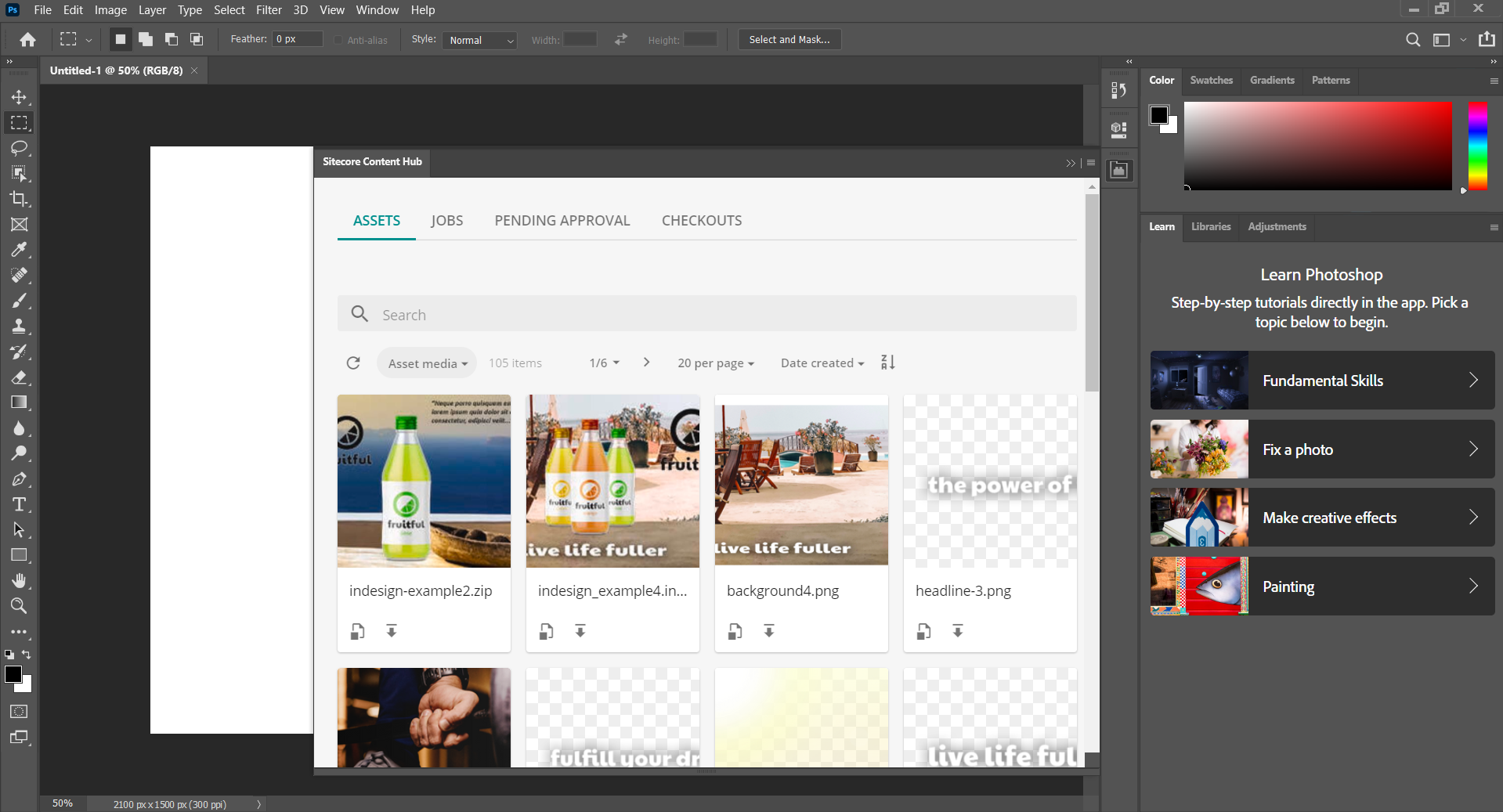 photoshop open with sitecore content hub modal: photoshop_sitecore_modal.png