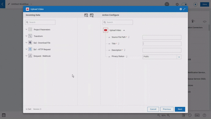 configure the incoming data