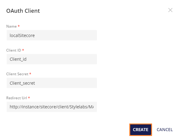 Completed oauth client details.
